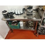 Stainless Steel Preparation Table With Back Splash, Undershelf And Can Opener W 1200mm D 630mm H