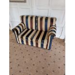 G Furniture Beige/Brown/Blue Striped Two Seater Sofa The Chesterfield 1930's Classic Style Sofa. The