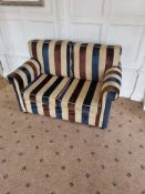 G Furniture Beige/Brown/Blue Striped Two Seater Sofa The Chesterfield 1930's Classic Style Sofa. The