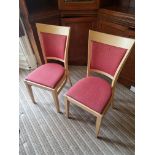 4x MAS Furniture Contracts Ltd Pine Chairs With Red Upholstered Seat And Back W 430mm D 400mm 930mm