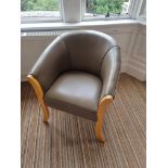 A Pair Of Mushroom Upholstered Tub Chairs (10)