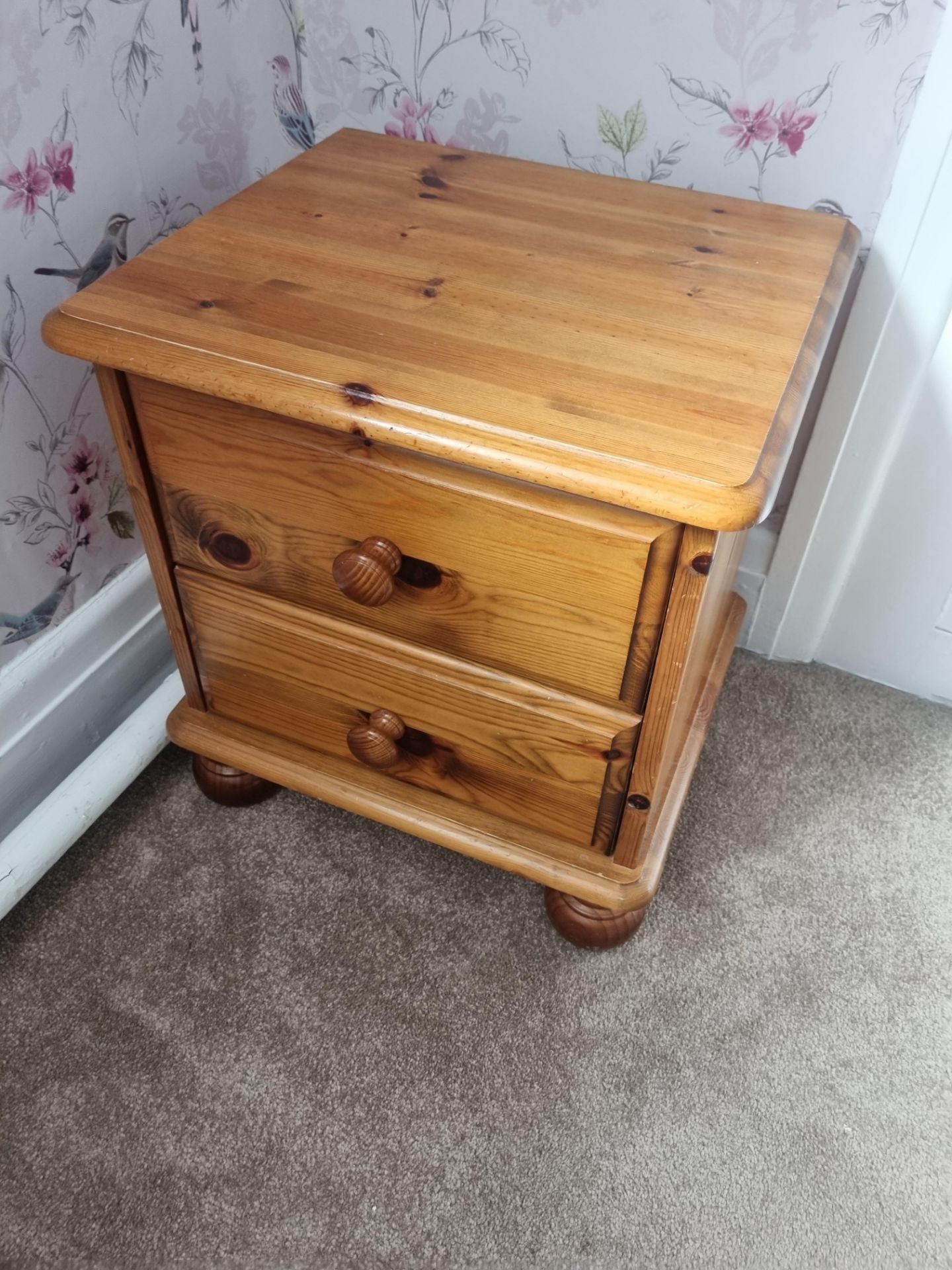2x Pine 2 Drawer Bedside Cabinet W 450mm D 390mm H 480mm (23 and 32)