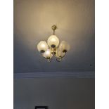 A Pair Of 5 Arm Chandeliers With Frosted Glass Shades D 600mm W 400mm