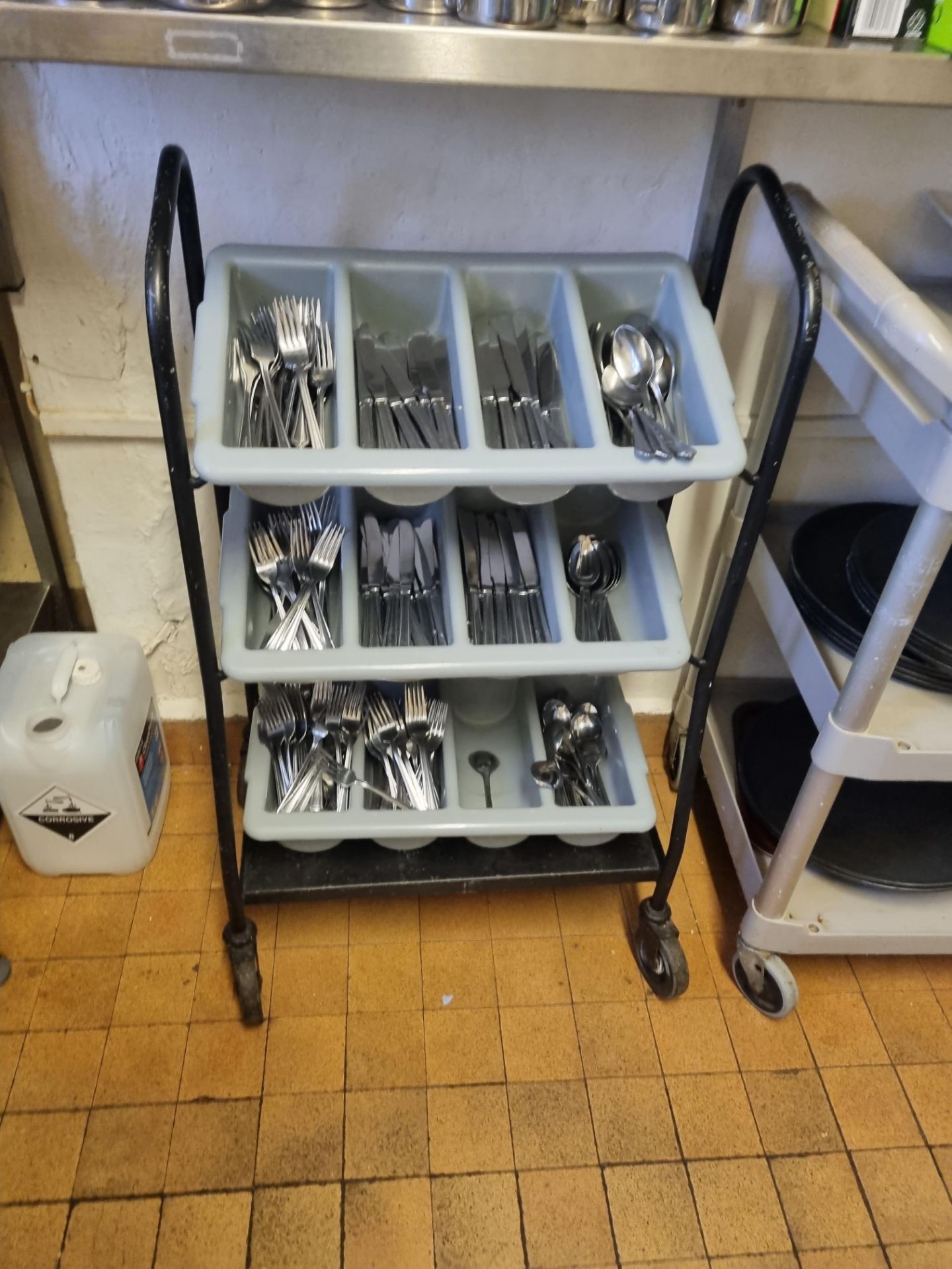 Three Tier Mobile Cutlery Holder W 580mm D 330mm H 900mm