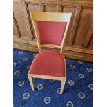 4x MAS Furniture Contracts Ltd Pine Chairs With Red Upholstered Seat And Back W 430mm D 400mm 930mm