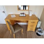 Pine Desk With 6 Drawers And Side Chair With Mushroom Upholstered Chair 1480 Mm X D 560 Mm H750mm (