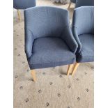 3x G Furniture Blue Arm Chair On Wooden Legs W 550mm D 420mm 740mm