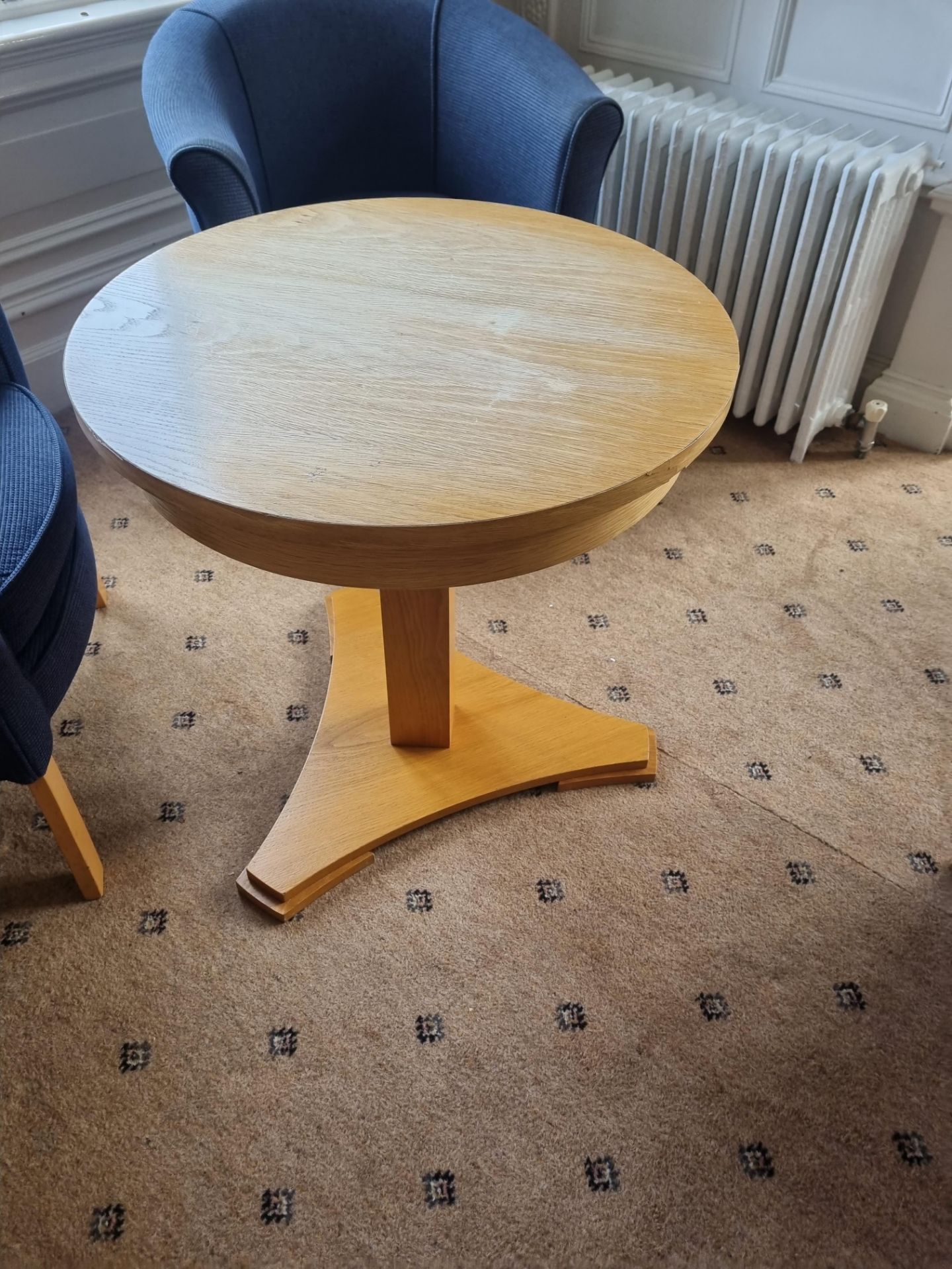 2x Pine Lounge Tables With Single Pedestal D 700mm X H 700mm - Image 2 of 2