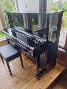 Young Chang Akki Co. Korea Model U-1 Upright Strung Piano In Black Laquer Complete With Piano
