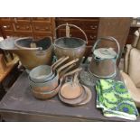 A large quantity of copperwear as found comprising bucket, pale, kettle, pans and skillets