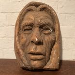 A well executed plaster sculpture of a mans face, not attributed to any artist