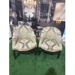 A Pair of Neoclassical / George III style Tub Chairs c. Early 20th Century Each with rounded backs