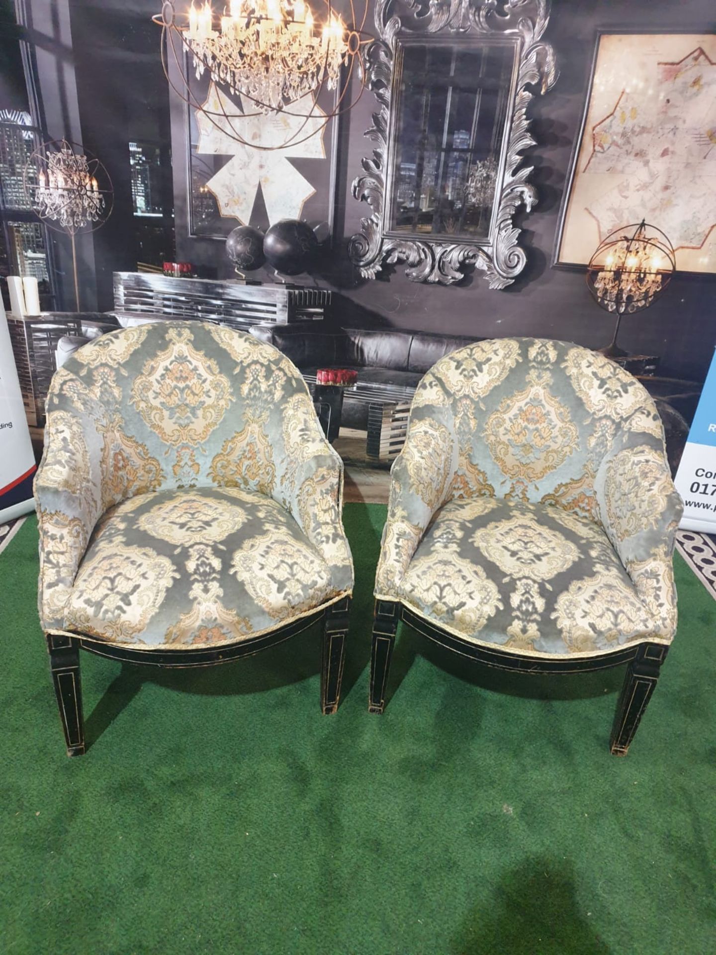 A Pair of Neoclassical / George III style Tub Chairs c. Early 20th Century Each with rounded backs