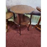 Mahogany Two Tier Side Table With Bowed Legs W 500mm D 500mm H 690mm