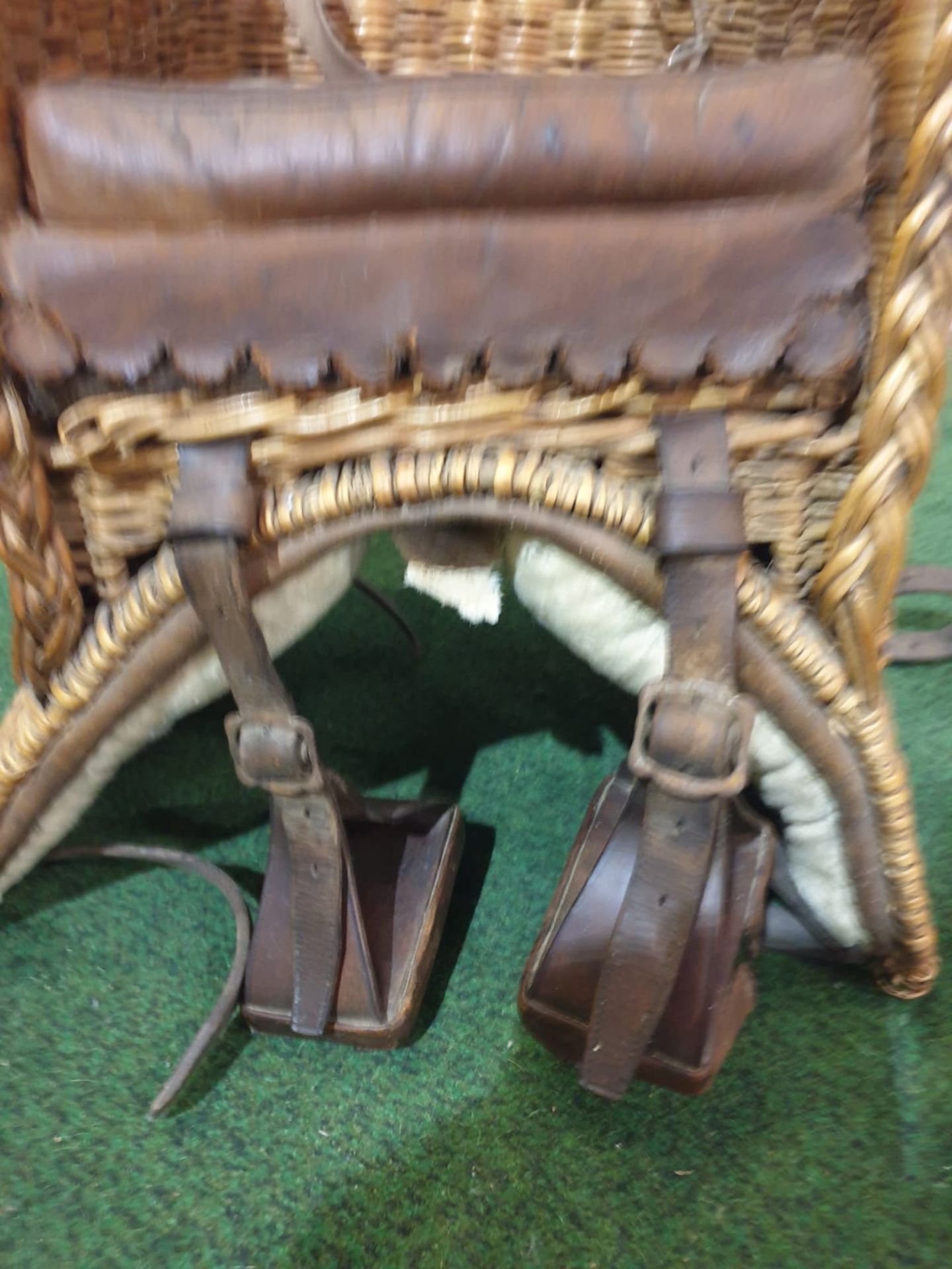 A wicker childs horse saddle formed as an armchair with straps and stirrups. c. Circa 1910 Height 60 - Bild 4 aus 7