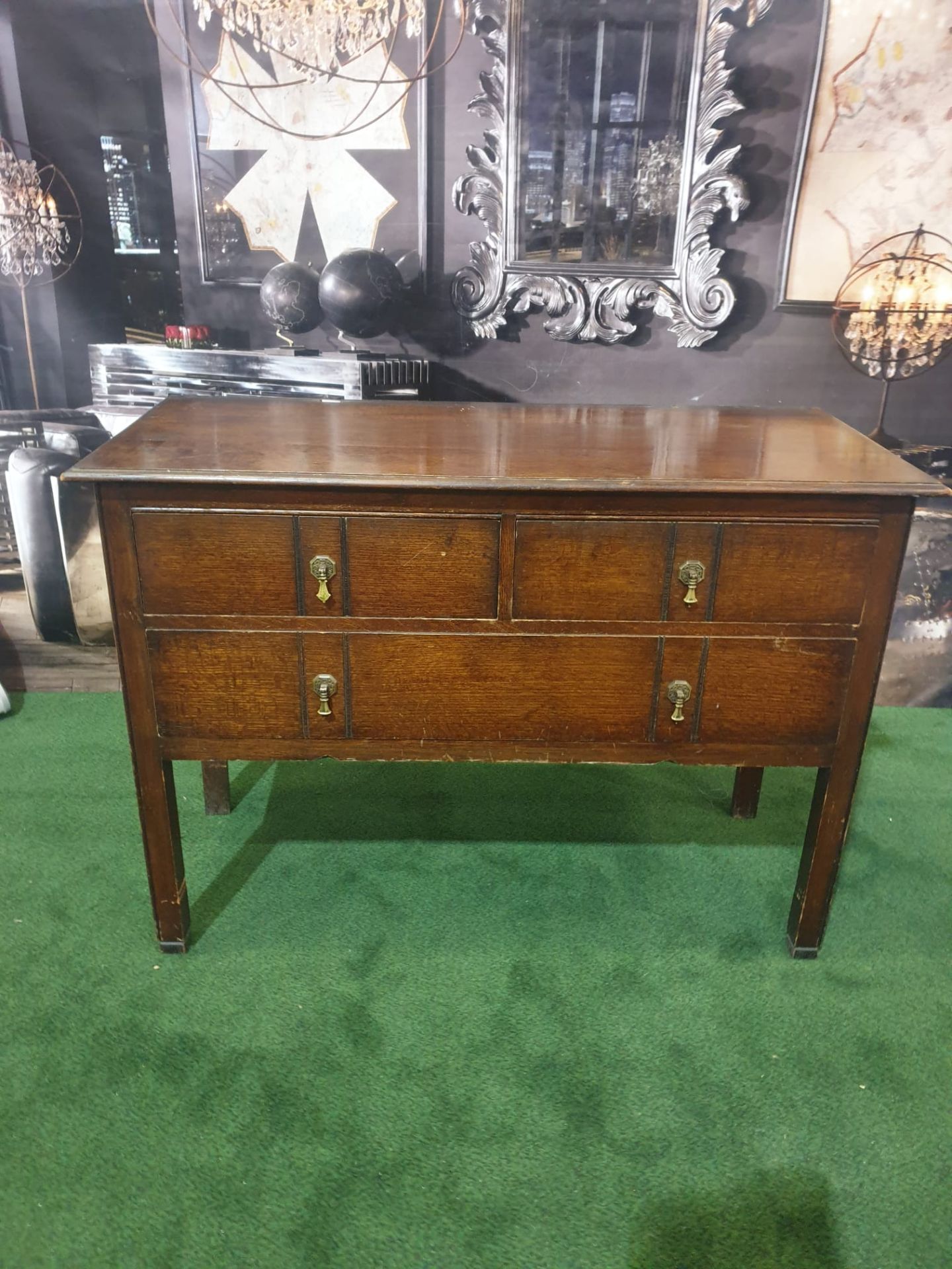 George III style Mahogany Chest of Drawers 2 small drawers over full size single drawer 107w x 47D x