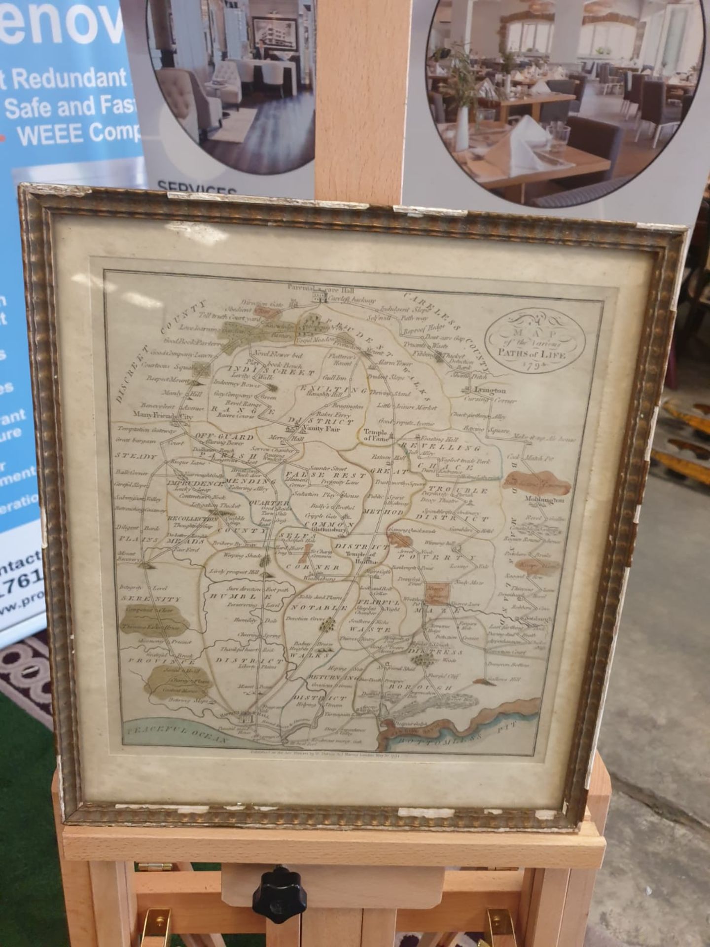 Framed An American Quaker Map's the Paths of Life Fascinating pictorial allegorical map,