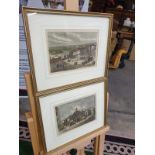 A set of 2 framed coloured lithographs APSLEY HOUSE AND PARK LANE. HYDE PARK CORNER IN 1750.