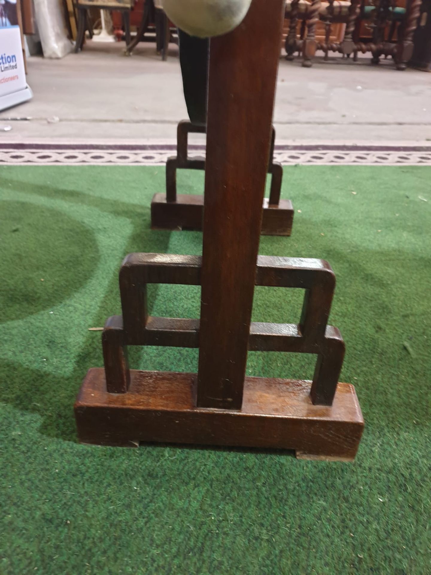 An Oriental brass gong on wooden stand An oriental, possibly Chinese circular hammered brass gong on - Image 5 of 6