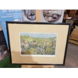 Framed signed print The Royal Calpe Hunt Point-to-Point Meeting - On the right Col. Price-Davis
