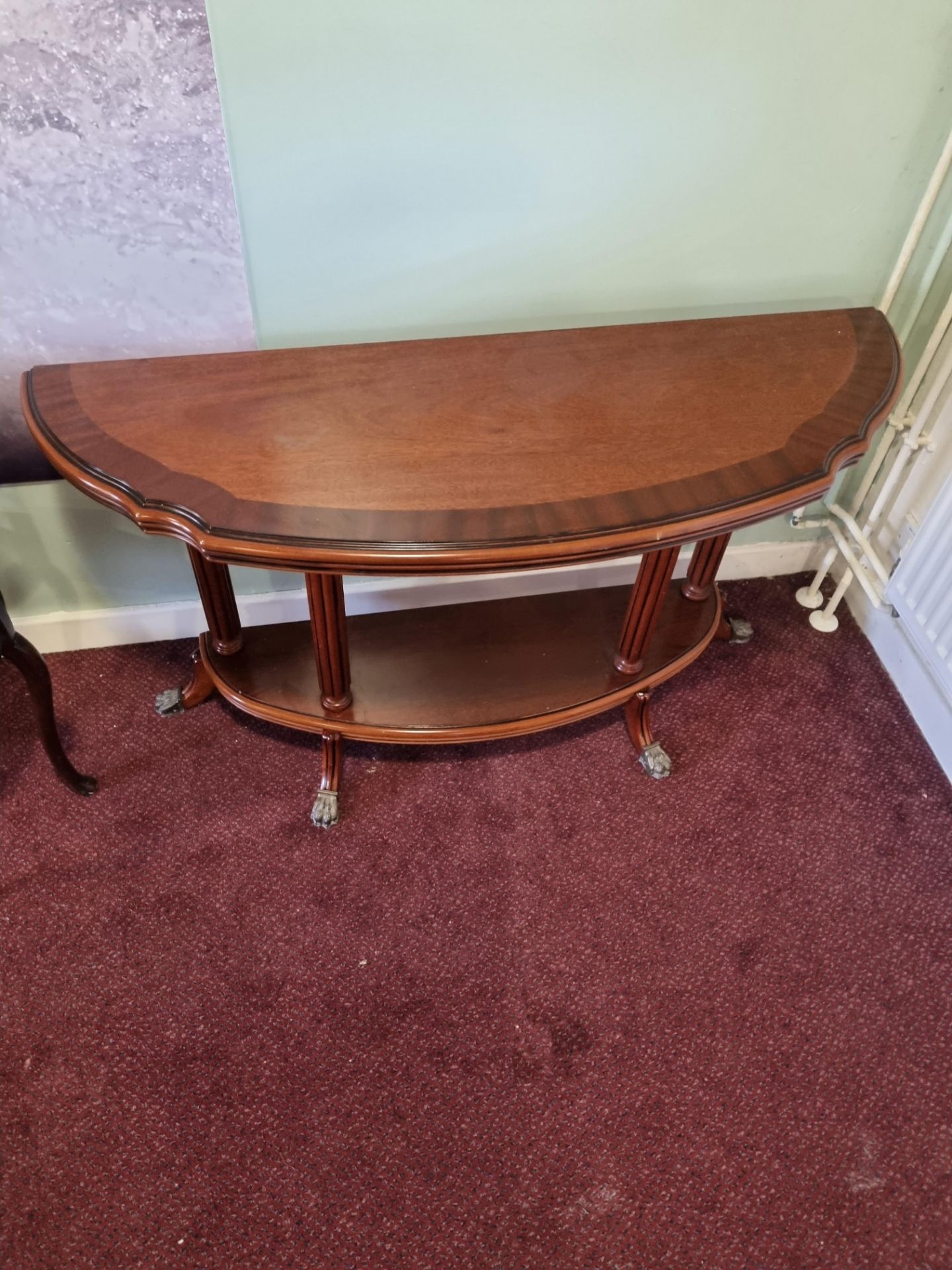 Theseira Distinctive Quality Exquisite Design Mahogany Two Tier Demi Lume With Carved Legs And - Image 2 of 2