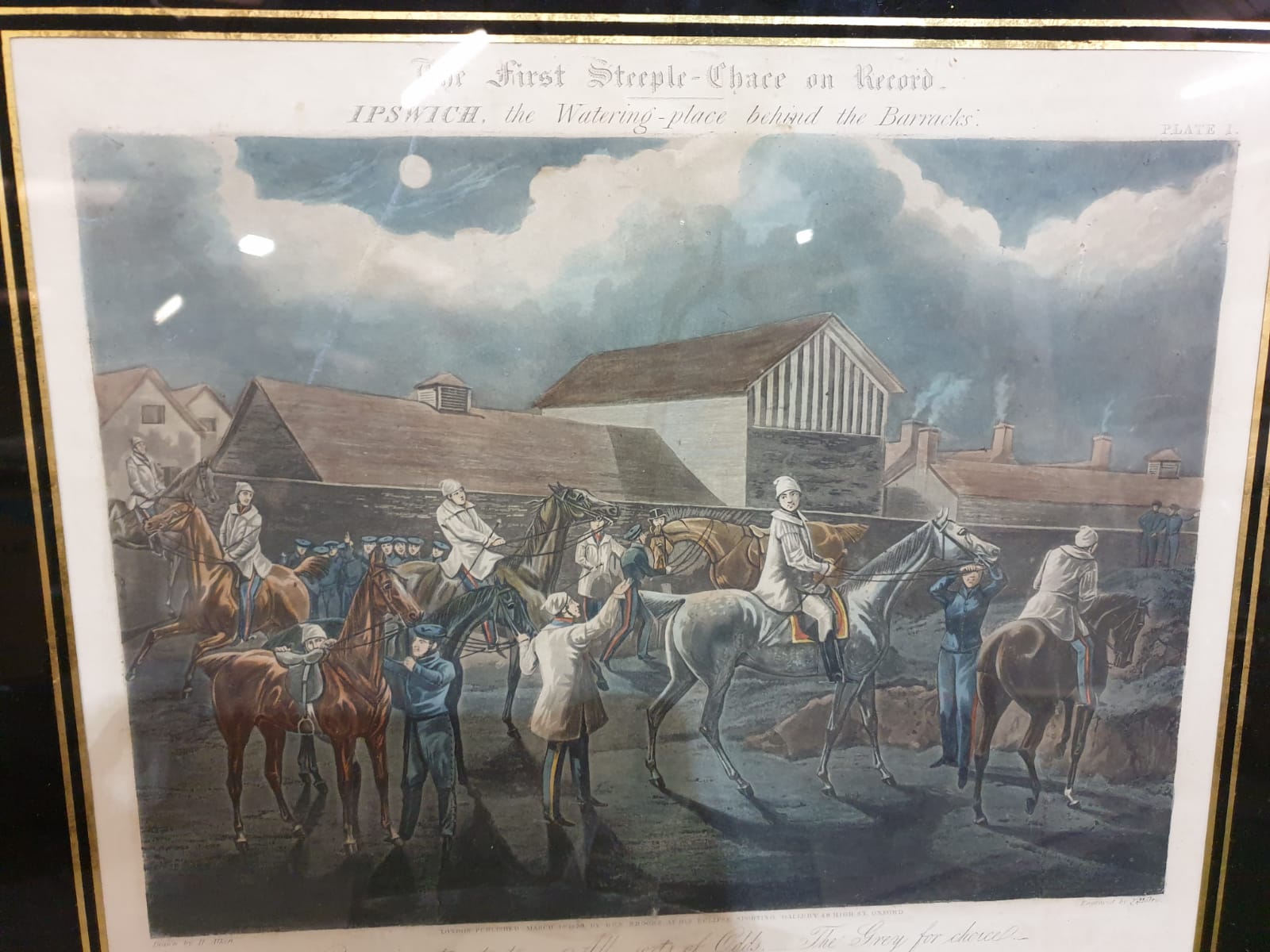 Framed vintage print .The First Steeplechase on Record - Ipswich, the watering place behind the - Image 6 of 6