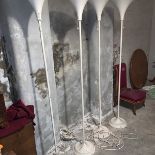 A set of 4 x Metal torchier floor lamps Enamelled torchier lamps with single pull chain switches.