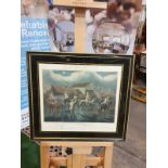 Framed vintage print .The First Steeplechase on Record - Ipswich, the watering place behind the