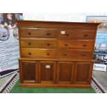A late Victorian / early Edwardian mahogany chest combined chest of drawers and cupboard. The