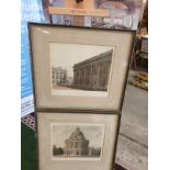 A set of 2 framed Coloured prints Radcliffe Library Oxford and Christchurch library Oxford F C Lewis
