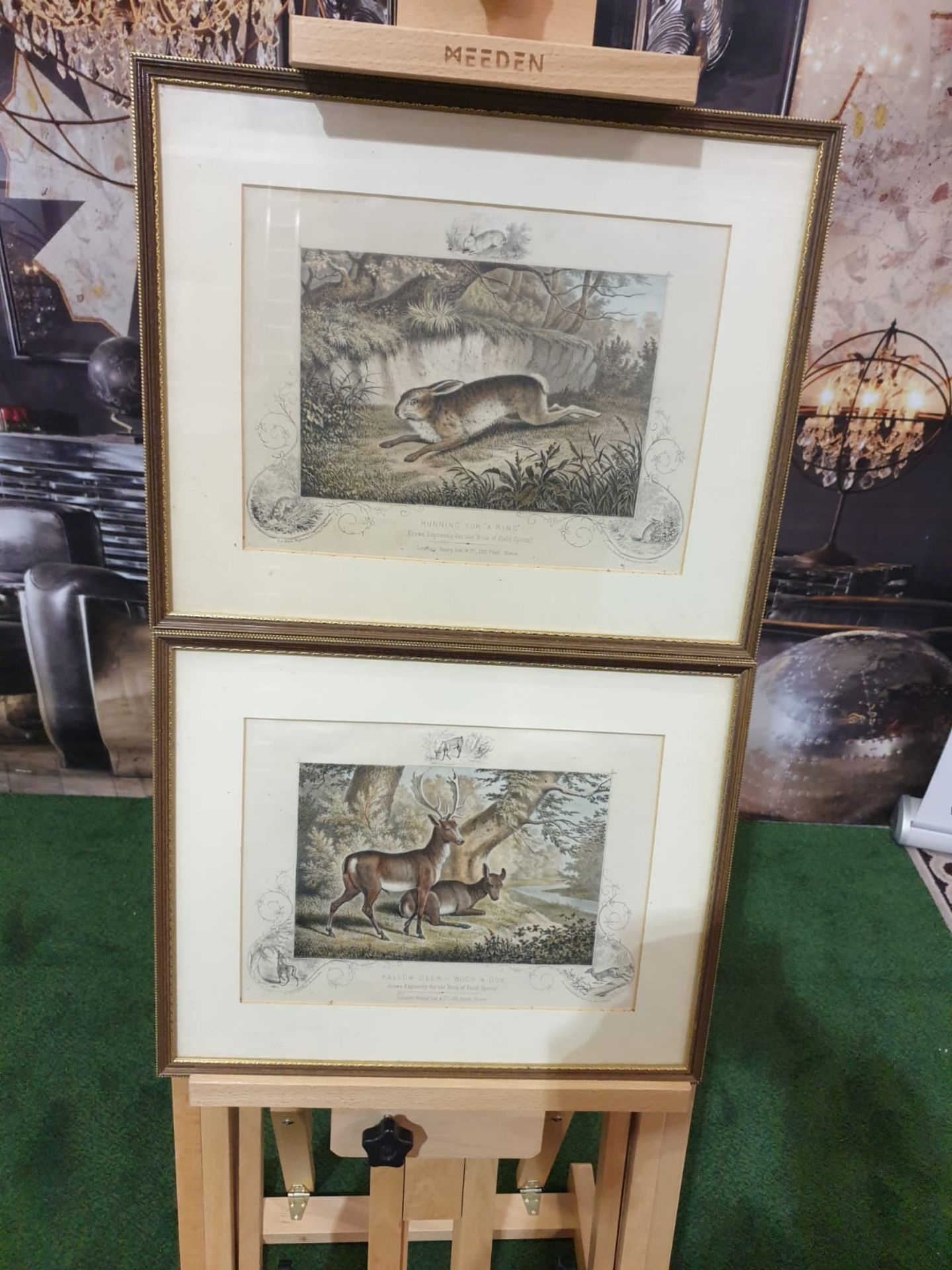 2 x framed lithographic prints Running for "A Ring" Lithograph, hand coloured, c. 1860.