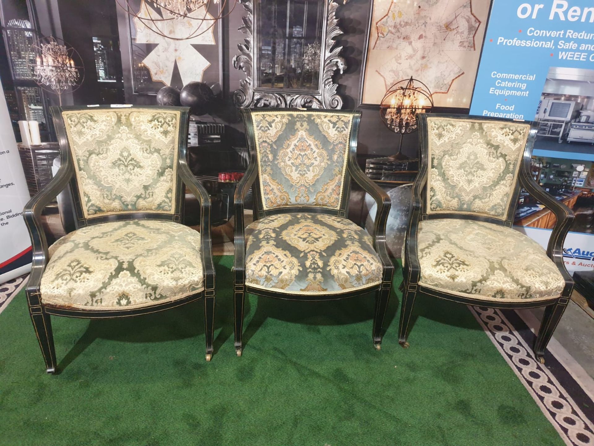 A set of 3 x George III/Neoclassical Style Carver Chairs. Most likely produced during the