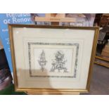 Framed Print Clock Cases, in Chippendale Drawings 54 x 46cm