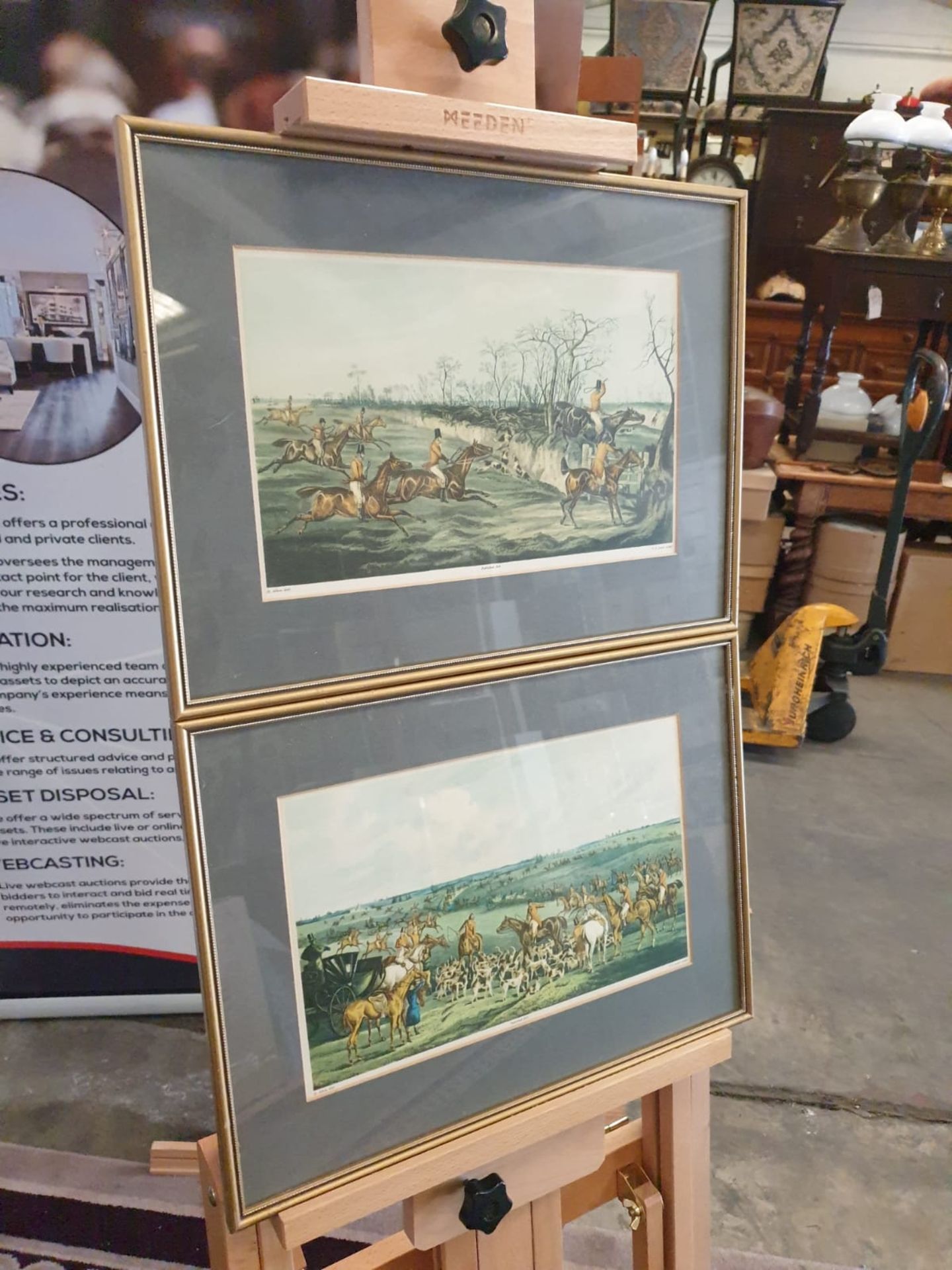 A set of 2 framed coloured prints THE MEETâ€ 1835 Hunting H. Alken Delt. F.C Lewis Sculpt. 44 x - Bild 2 aus 3