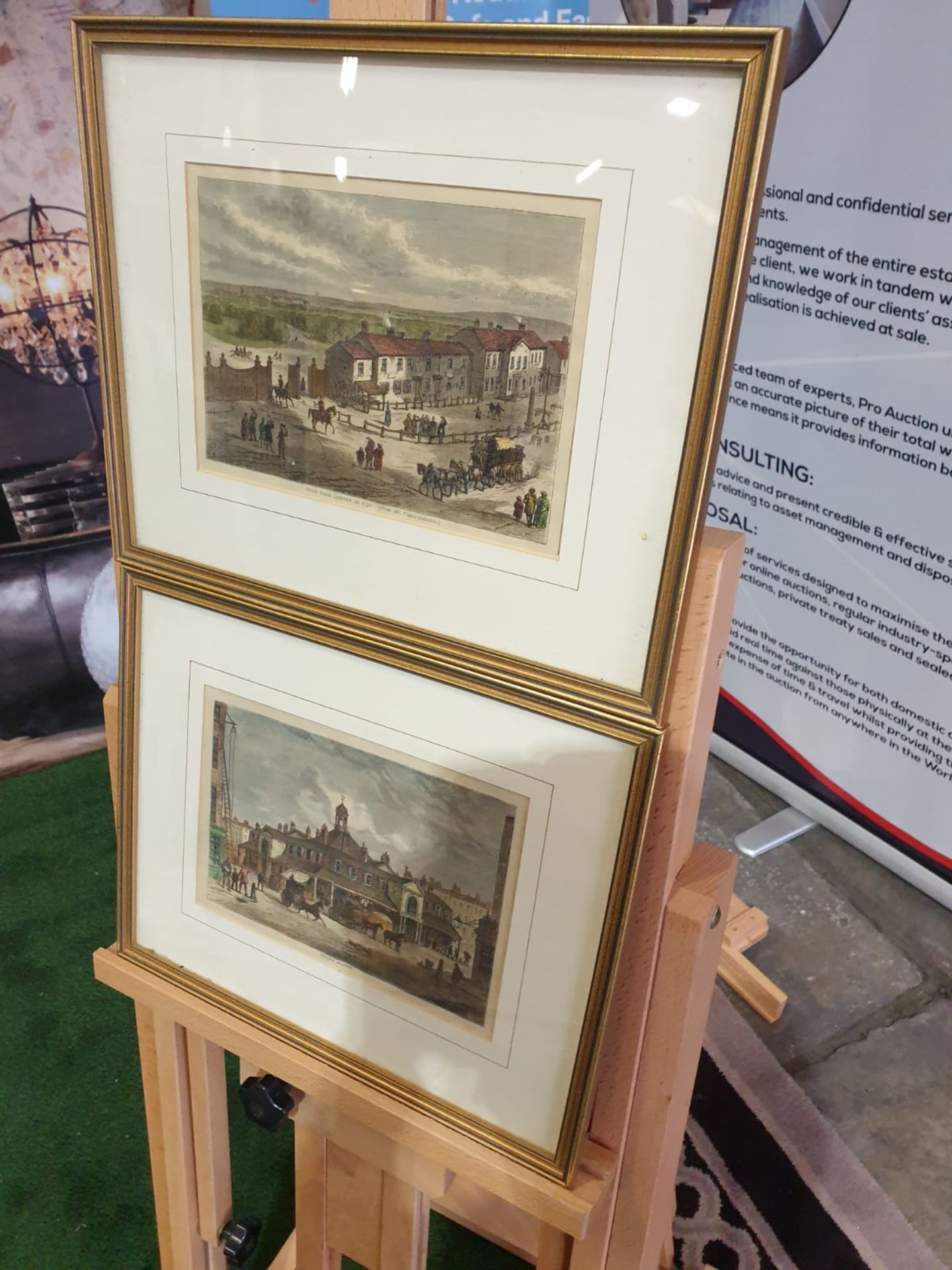 A set of 2 framed coloured lithographs APSLEY HOUSE AND PARK LANE. HYDE PARK CORNER IN 1750. - Image 2 of 5