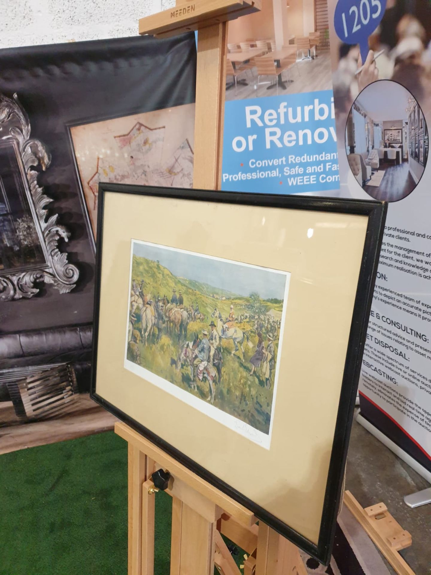 Framed signed print The Royal Calpe Hunt Point-to-Point Meeting - On the right Col. Price-Davis - Image 2 of 8