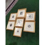 A set of 7 x framed portraits of Ladies & Gentlemen in period dress
