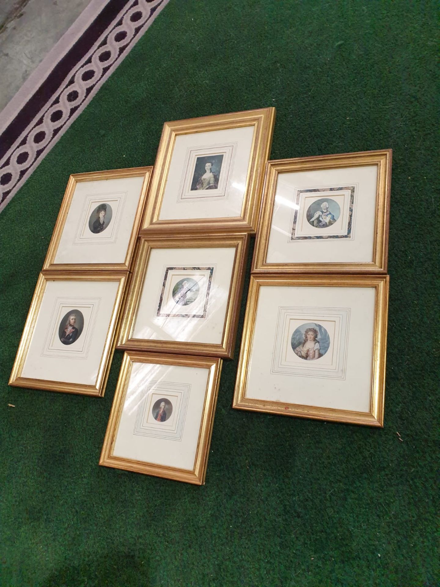 A set of 7 x framed portraits of Ladies & Gentlemen in period dress