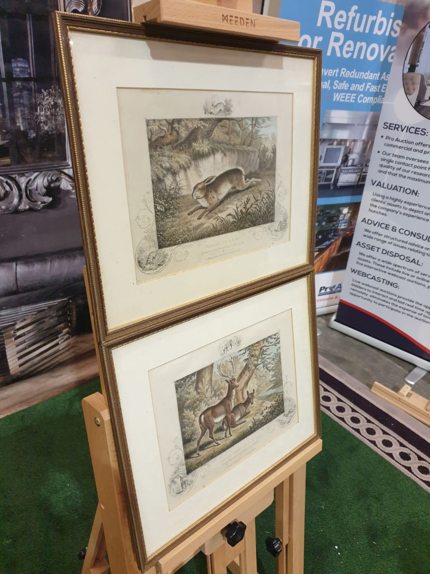 2 x framed lithographic prints Running for "A Ring" Lithograph, hand coloured, c. 1860. - Bild 3 aus 6