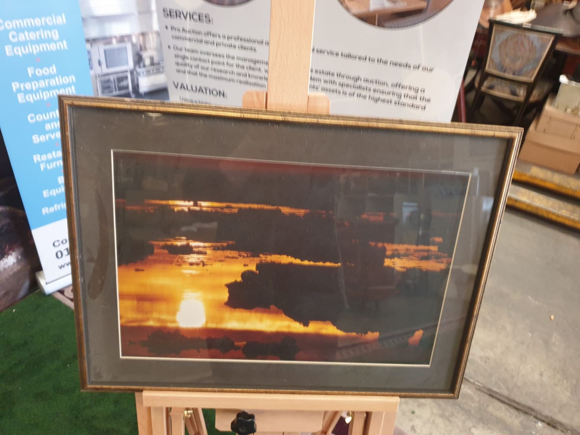A modern framed print Horizon landscape in Gold frame 56 x 41cm