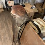 Vintage leather horses saddle. c. Circa 1960 Height 90 cm; Length 48 cm; Depth 45 cm