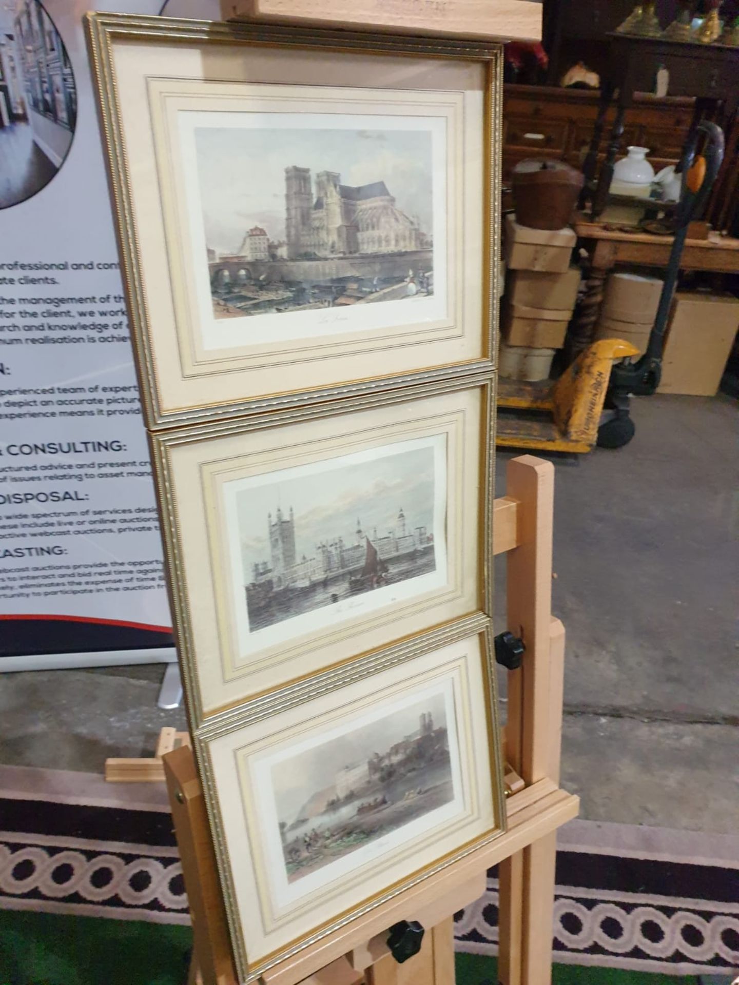 A set of 3 framed coloured prints river scenes titled Der Rhein/The Thames/La Seine each framed in - Image 2 of 6