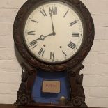Late Victorian era, Hand carved black walnut, two train, dual spring powered, eight day, time and