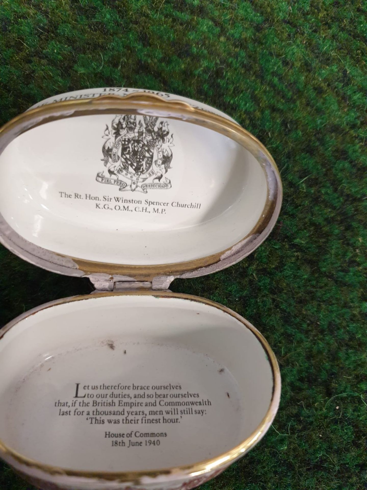 Halcyon Days Enamel Box Of oval form printed in sepia and black to commemorate Sir Winston - Bild 4 aus 4
