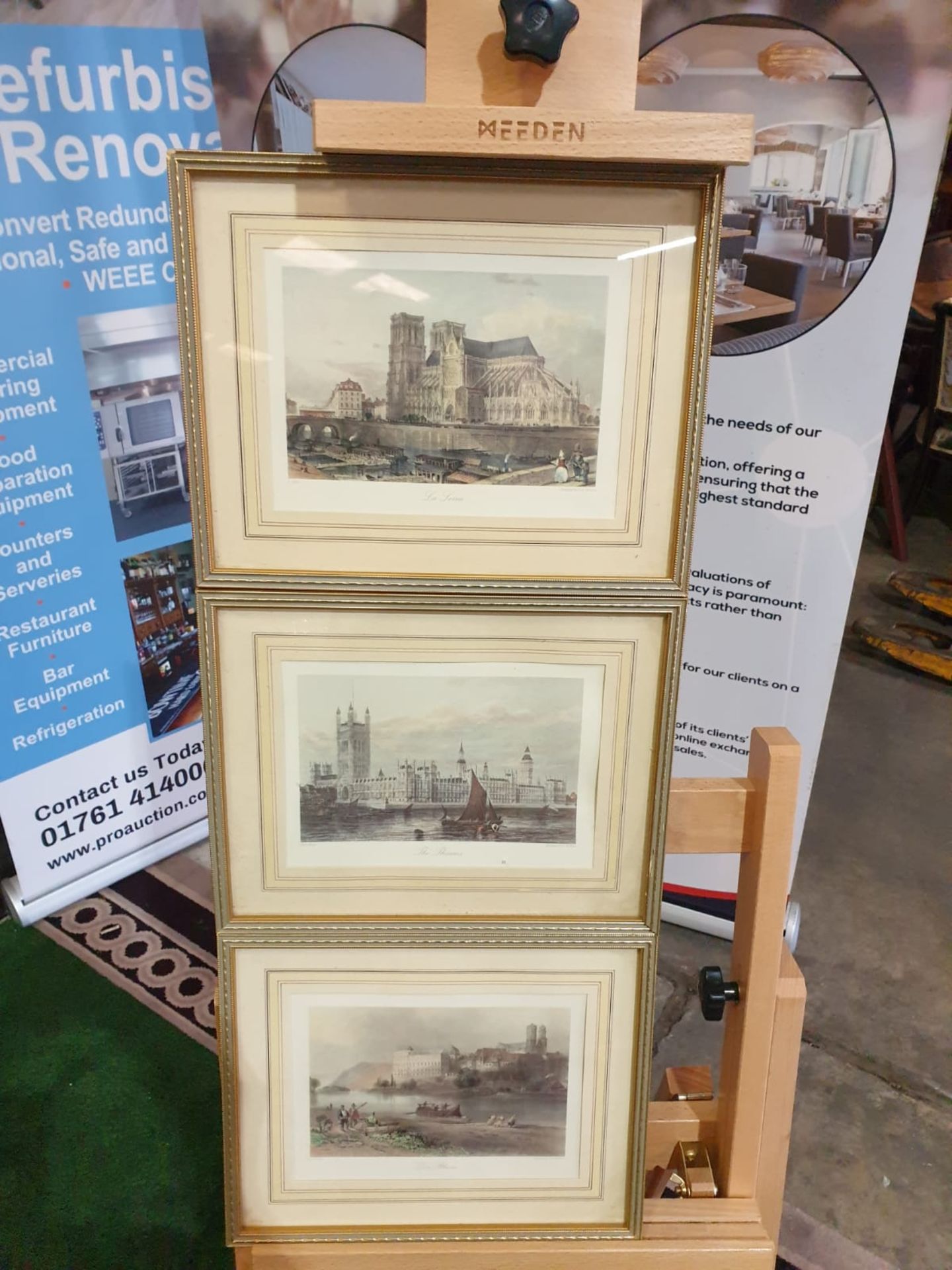 A set of 3 framed coloured prints river scenes titled Der Rhein/The Thames/La Seine each framed in - Image 3 of 6