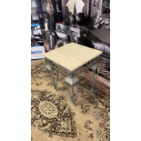 Paris Side Table With Marble Top On A Silver Base With Tapering Legs W 500mm D 500mm H 600mm SR186