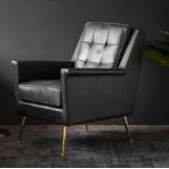 Manero Armchair The Manero Leather Armchair Has A Sleek Design. The Button Back Seat And Gold
