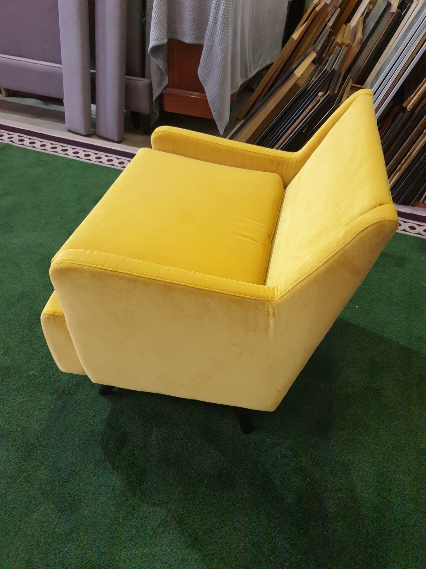 A velvet golden yellow library chair - Image 4 of 4