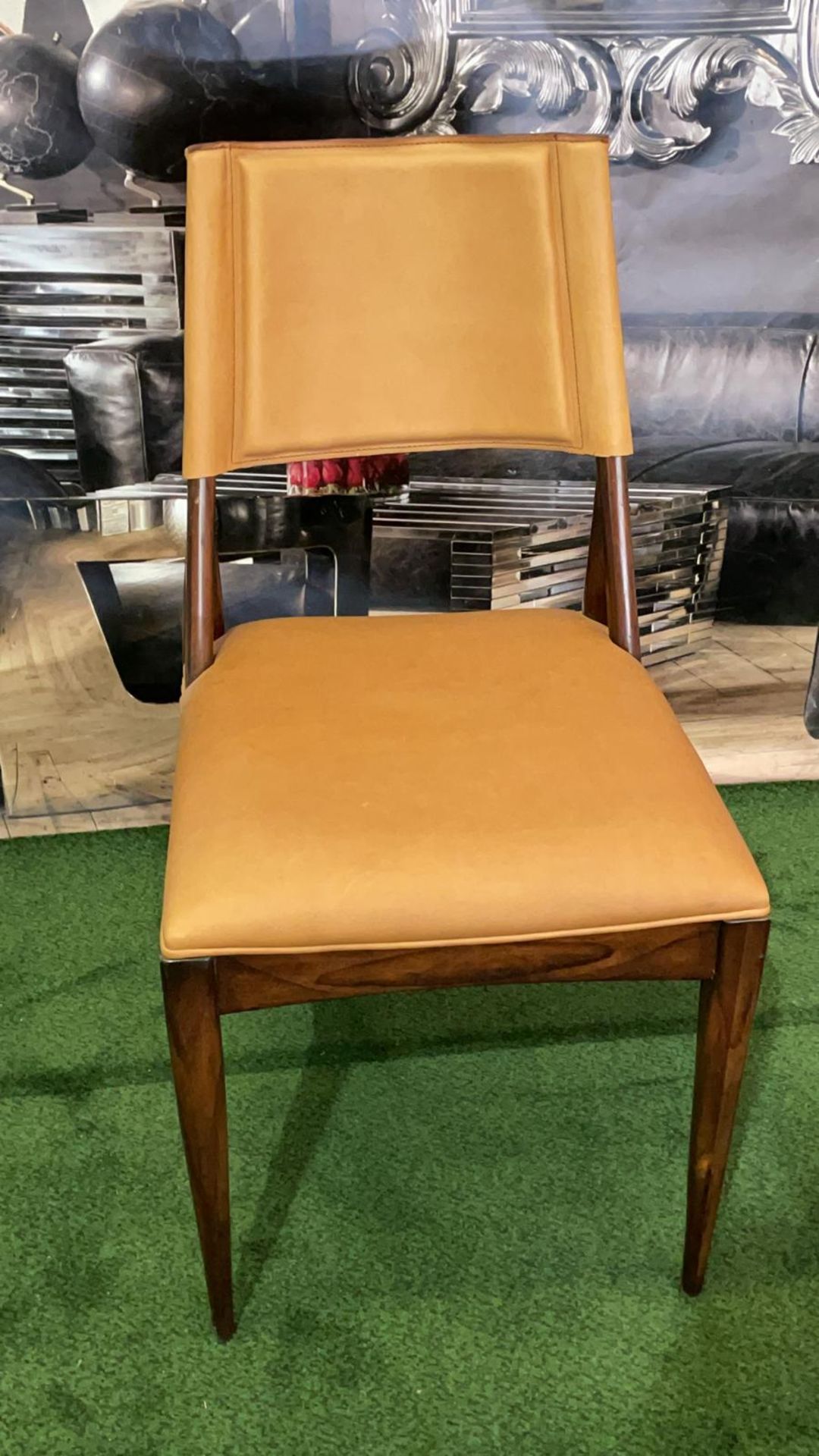 Starbay Side Chair Camel Leather And Walnut Dining Chair Sleek Design Equally At Home In - Bild 2 aus 2
