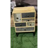Natural Wood And Slate Cabinet A Lovely Six Drawer Cabinet With A Retro Feel Coupled With A Slate